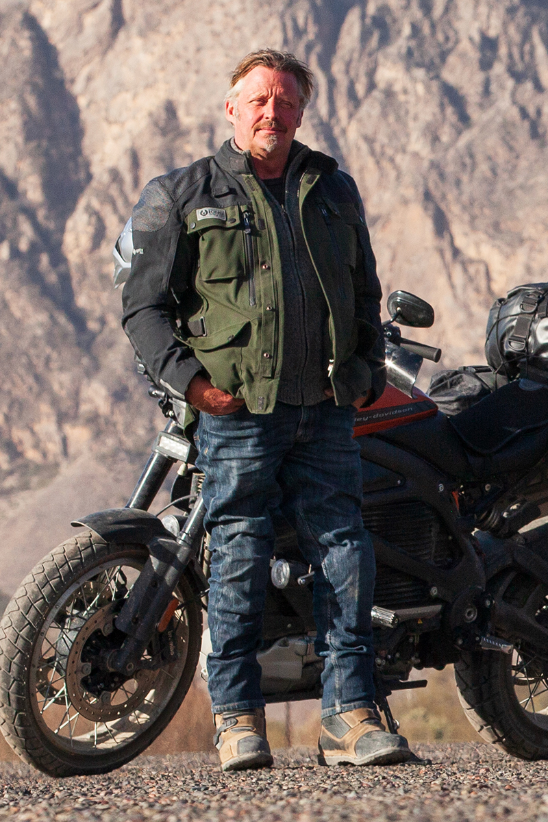 Charley Boorman wearing motorcycle jeans